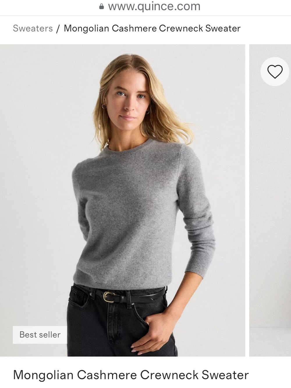 Quince Light Gray Women’s  Cashmere Crewneck Sweater Size S - Picture 8 of 9
